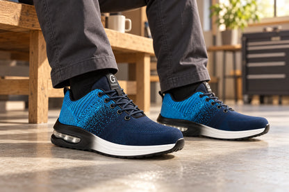 AirFlex K8 in Blau – getragen mit Arbeitshose